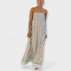 Marrón - Vestido maxi único con estampado geométrico y hombros descubiertos