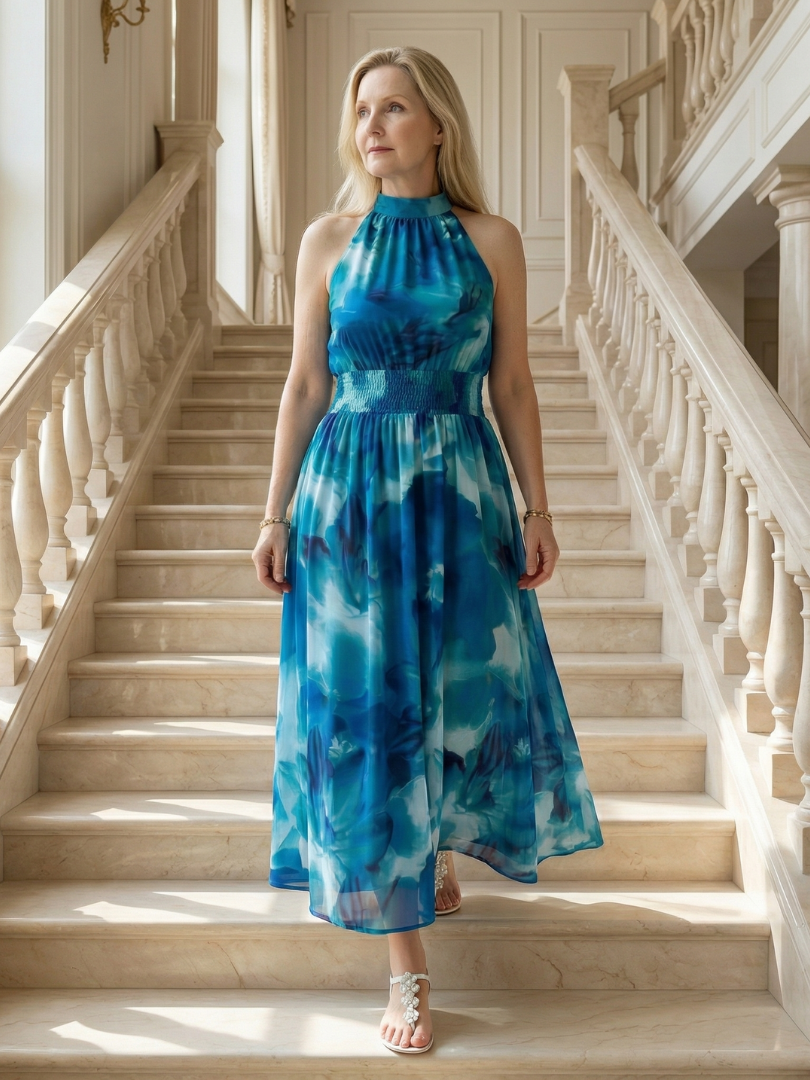 Silvia | Vestido Midi Halter Fruncido
