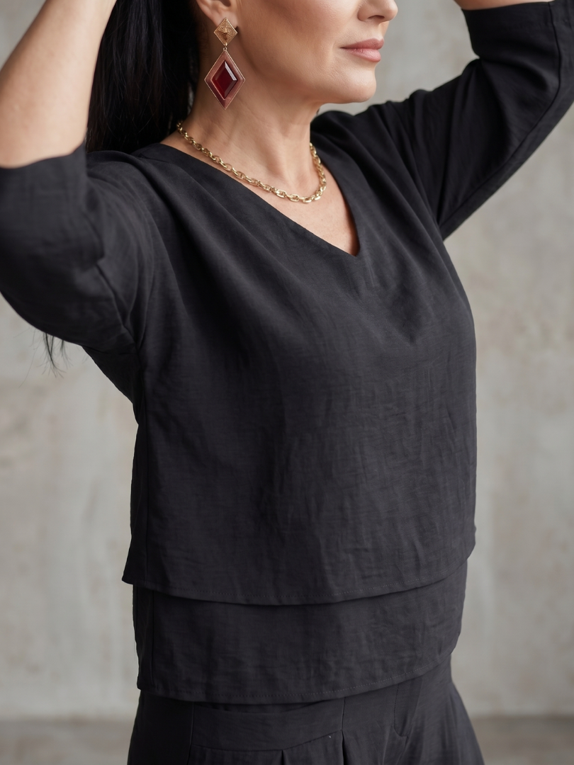 Río | Conjunto de Top en Capas y Pantalón Ancho