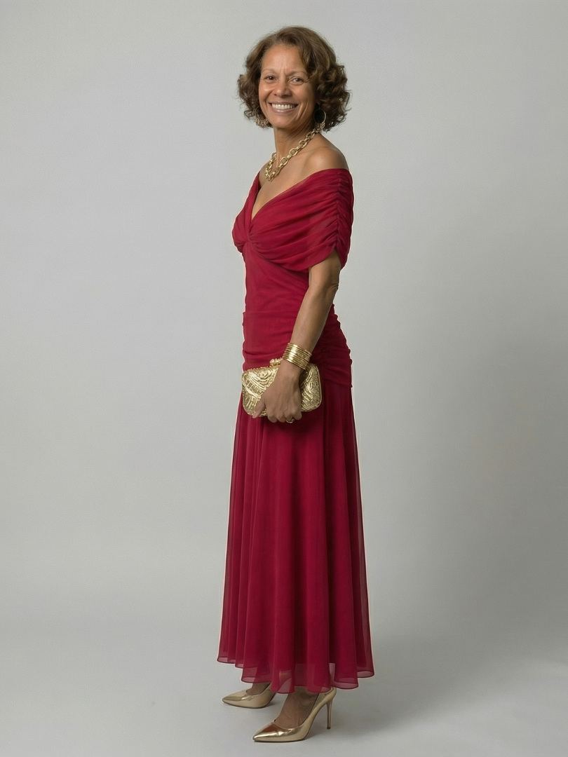 Celia | Vestido Midi con Hombro Descubierto