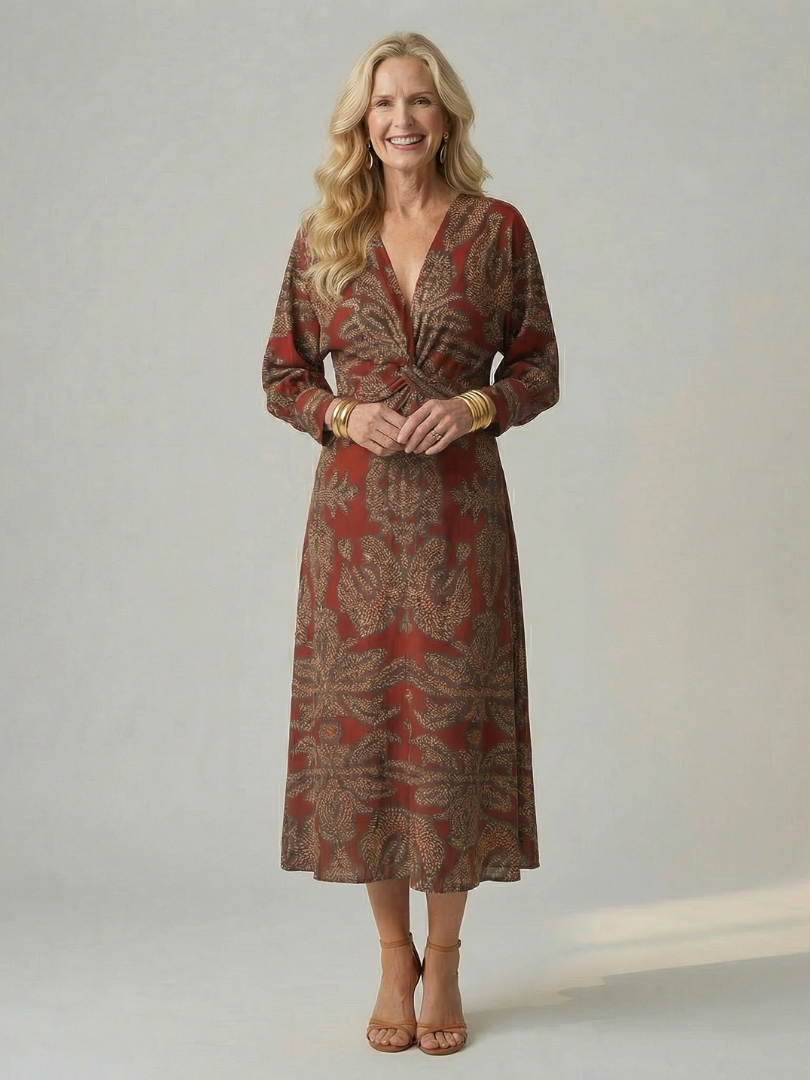 Luna | Vestido Midi Cruzado Natural
