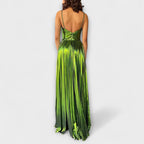 Vestido maxi con tela metálica