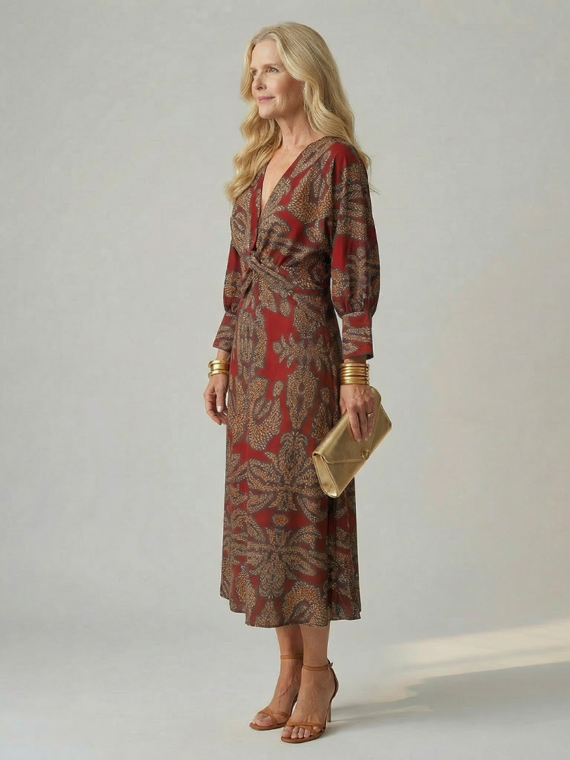 Luna | Vestido Midi Cruzado Natural