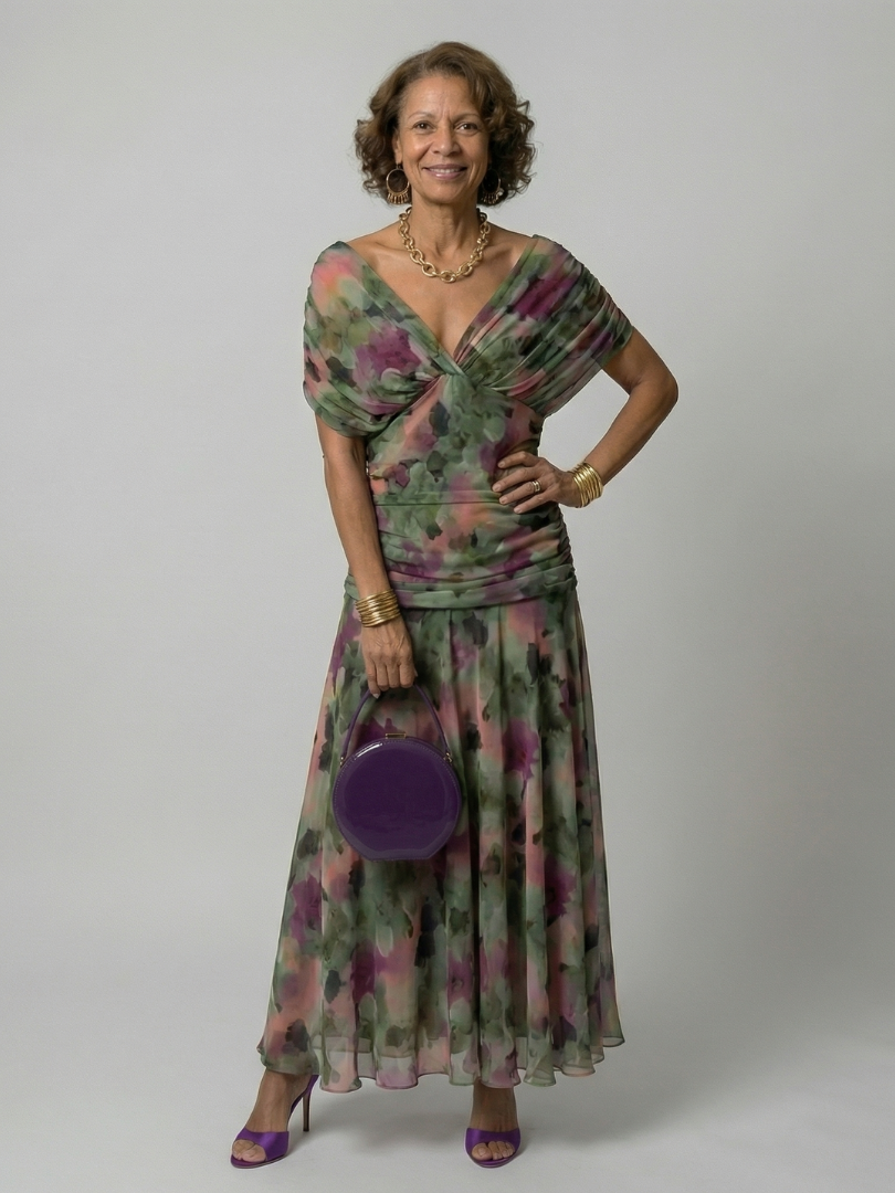 Celia | Vestido Midi con Hombro Descubierto