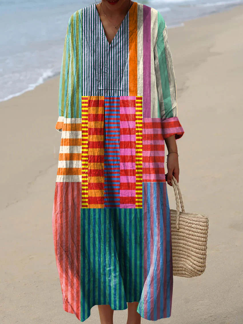 Inaya™ | Vestido Maxi Patchwork Multicolor