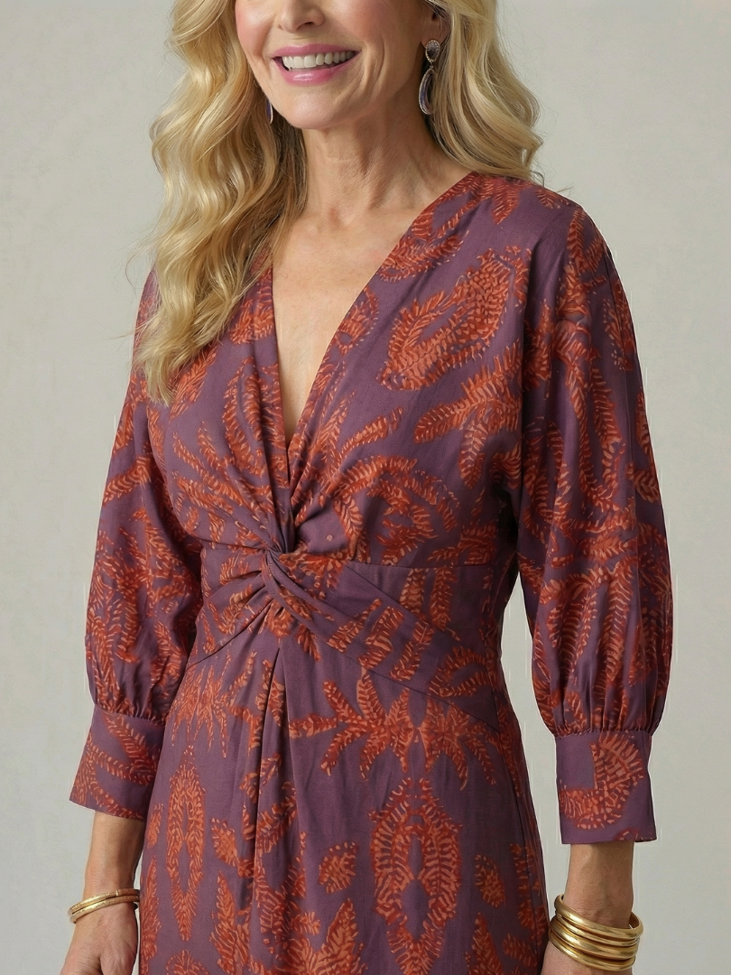 Luna | Vestido Midi Cruzado Natural