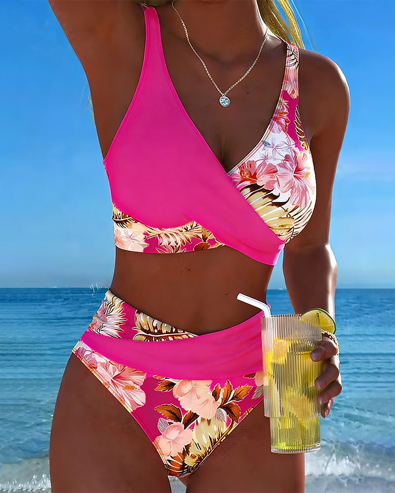 Jolina™ | Bikini de dos piezas con estampado floral y contraste