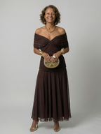Celia | Vestido Midi con Hombro Descubierto