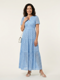 Brianna | Vestido Midi Escalonado con Escote en V y Manga Corta