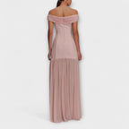 Maelie - Elegante vestido maxi bodycon sin tirantes con adornos florales