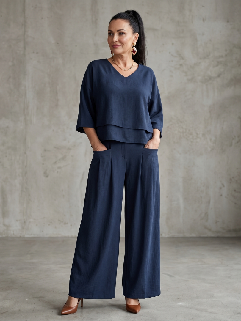Río | Conjunto de Top en Capas y Pantalón Ancho