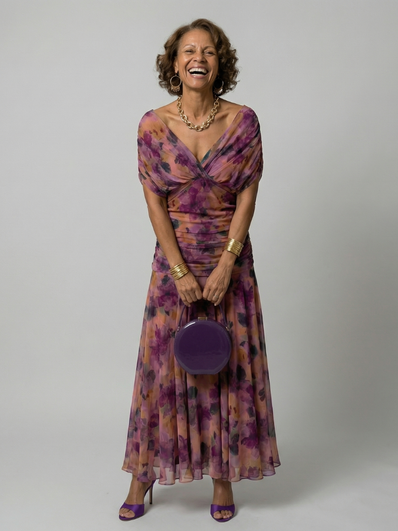 Celia | Vestido Midi con Hombro Descubierto