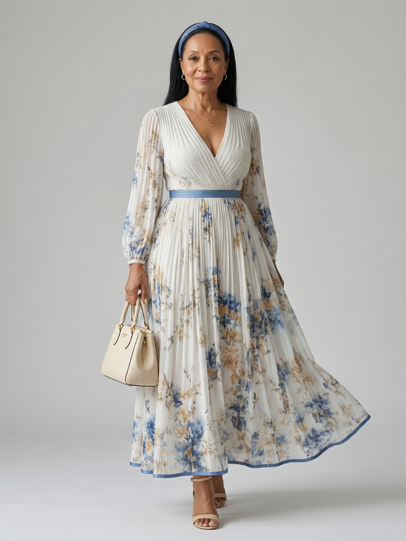 Raquel | Vestido Midi Cruzado con Pliegues