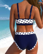 Natalia™ | Bikini de cintura alta con rayas y diseño patchwork