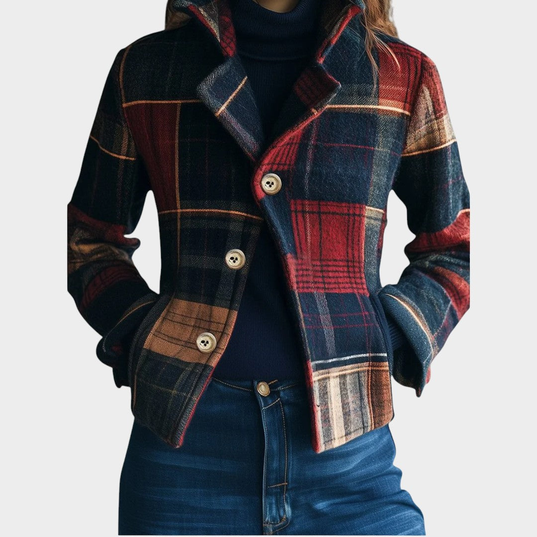 Noella™ | Chaqueta Clásica de Lana a Cuadros
