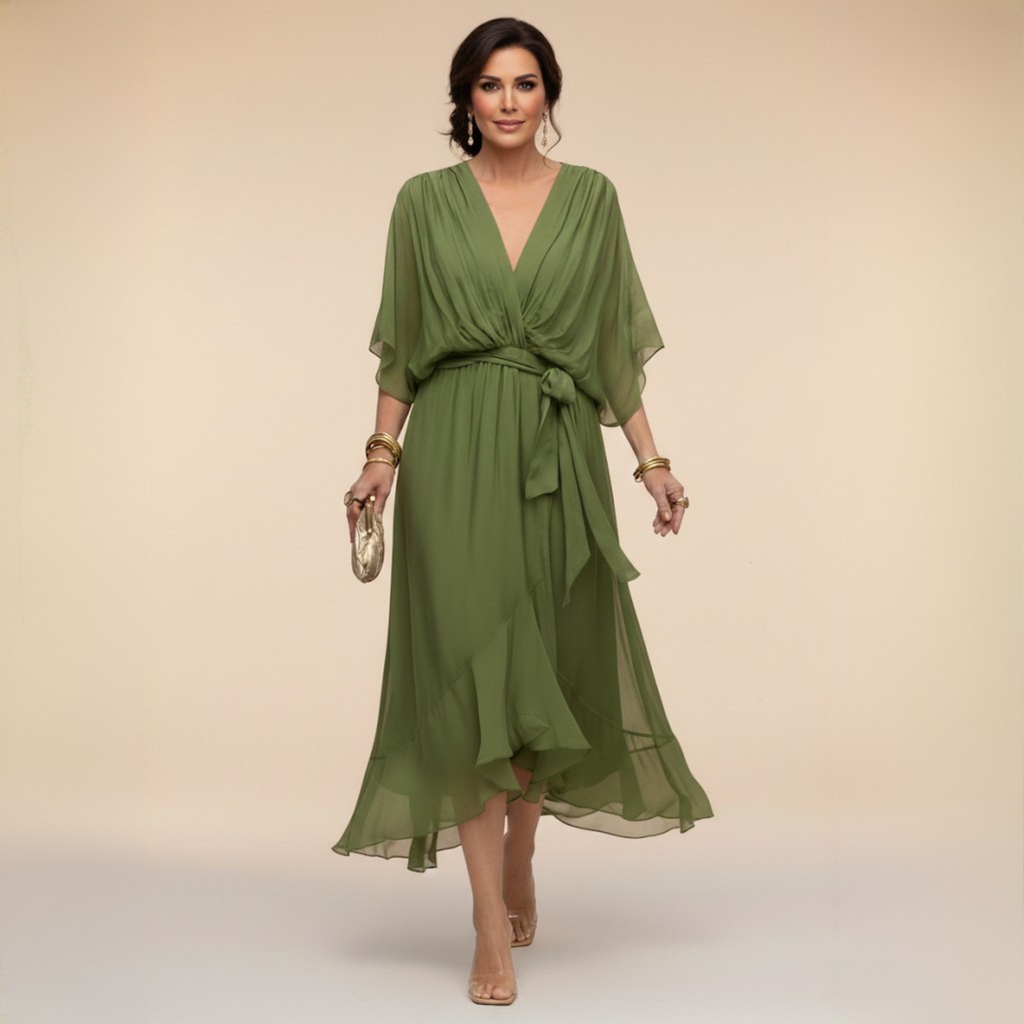 Opal™ | Vestido midi elegante con escote en V