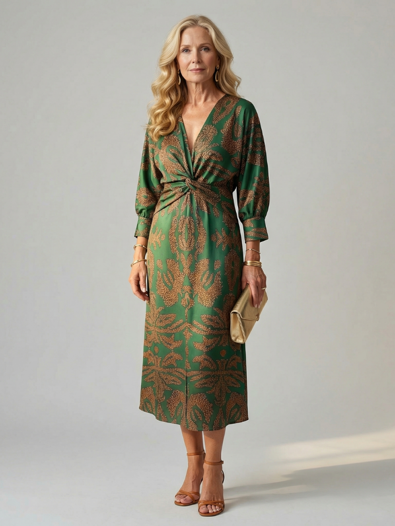 Luna | Vestido Midi Cruzado Natural
