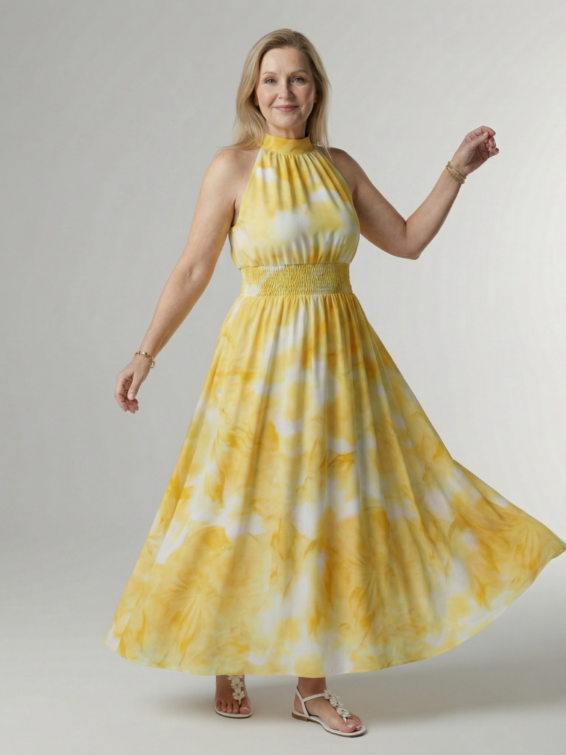 Silvia | Vestido Midi Halter Fruncido