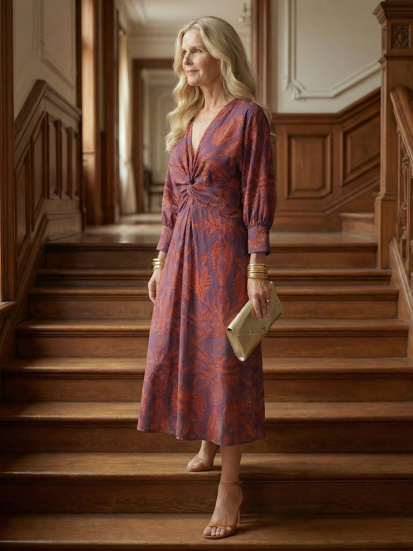Luna | Vestido Midi Cruzado Natural
