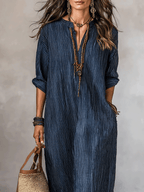 Vestido maxi holgado índigo de estilo nómada