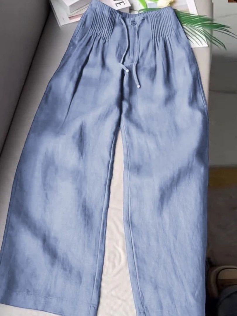 Camille™ | Pantalones de pernera ancha de algodón-lino