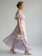Rocío™ | Vestido midi con mangas onduladas