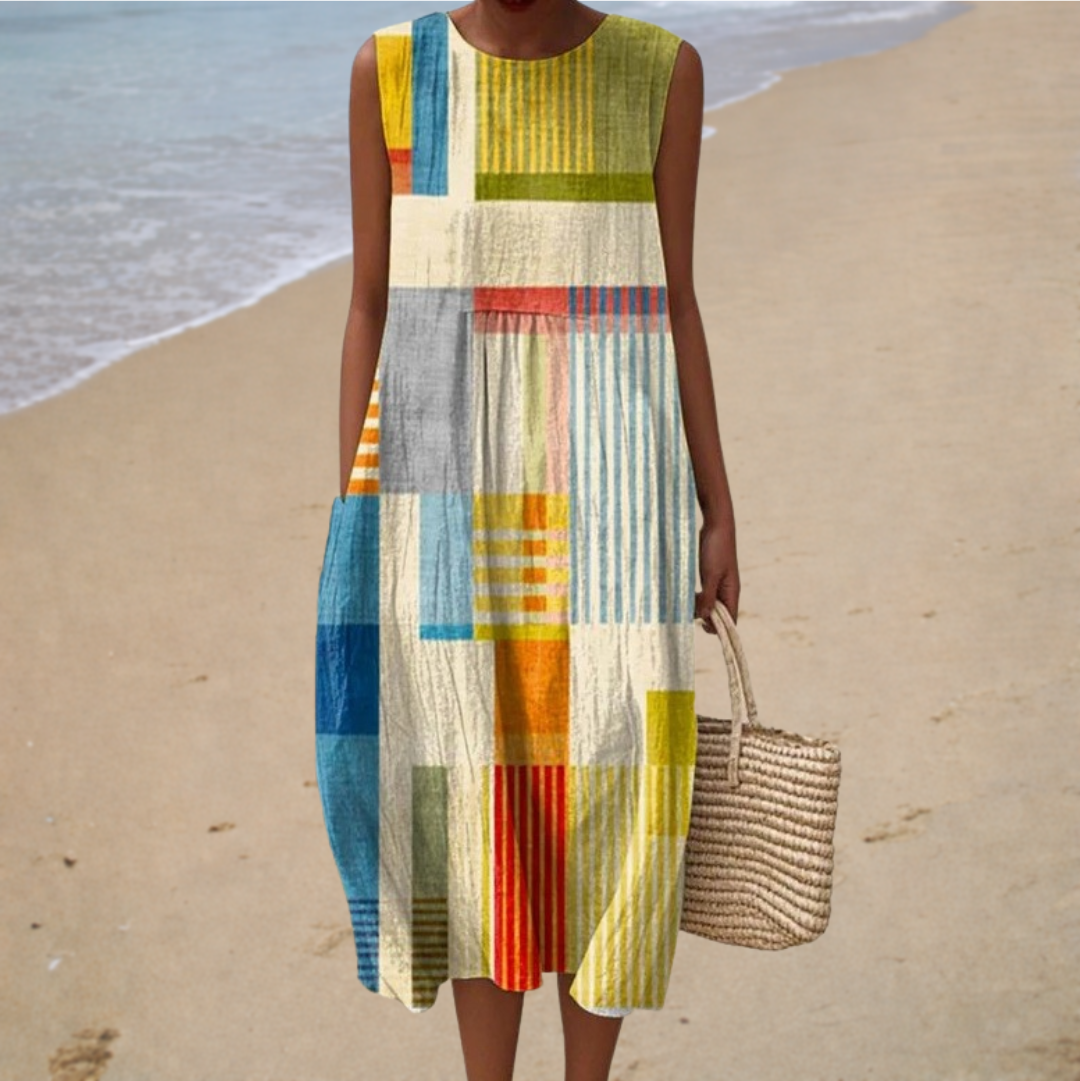 Malena | Vestido midi con estampado gráfico
