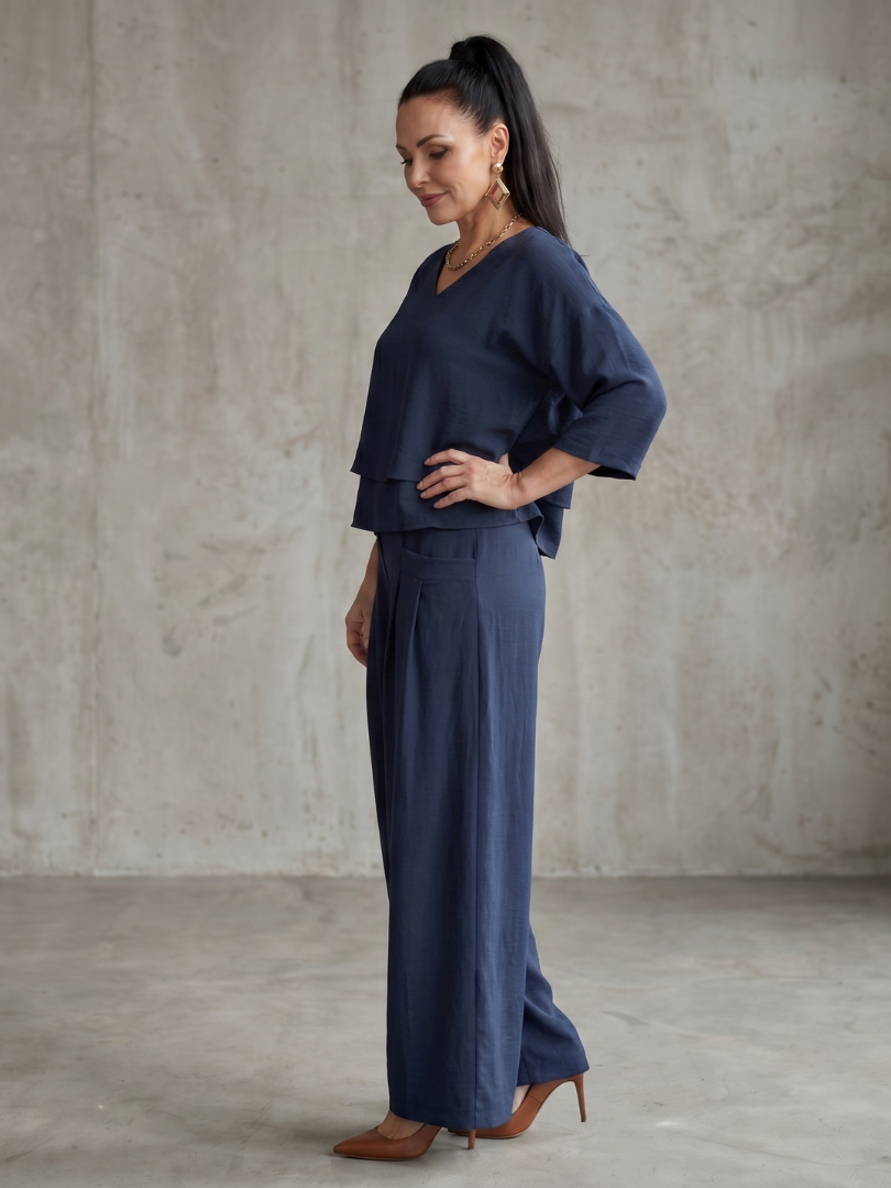Río | Conjunto de Top en Capas y Pantalón Ancho