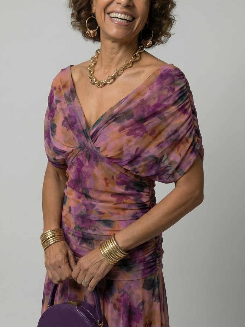 Celia | Vestido Midi con Hombro Descubierto