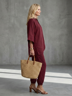 Georgina | Conjunto de Túnica con Escote en V y Pantalón Fruncido