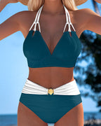 Lily™ | Traje de baño de cintura alta con tirantes dobles y color en contraste