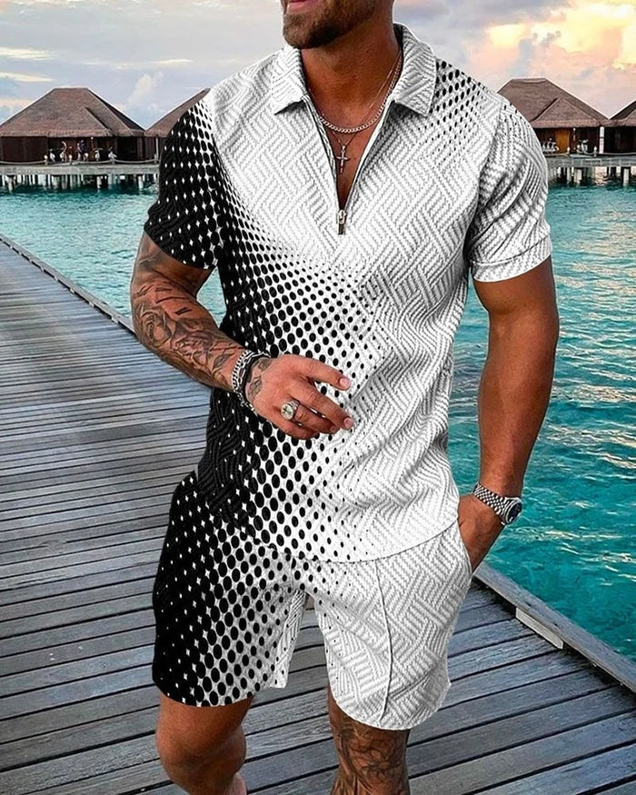 Javier™ | Conjunto de polo desvaído y pantalones cortos