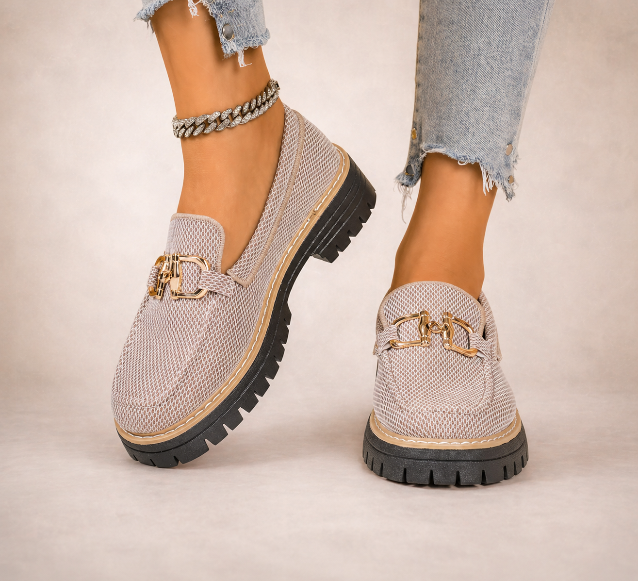 Romina - Mocasines de malla transpirable con suela gruesa