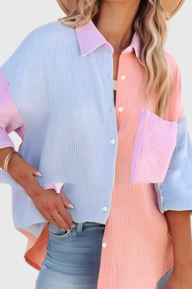 Juniper | Blusa de Botones en Bloque de Color
