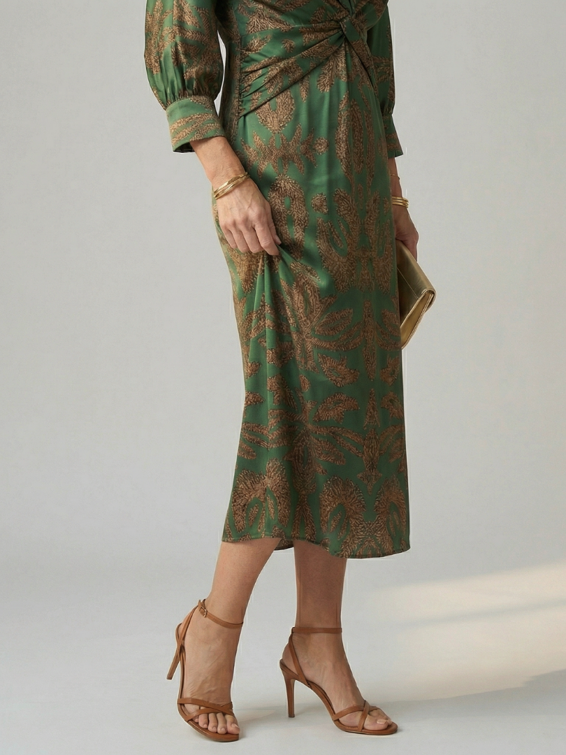 Luna | Vestido Midi Cruzado Natural