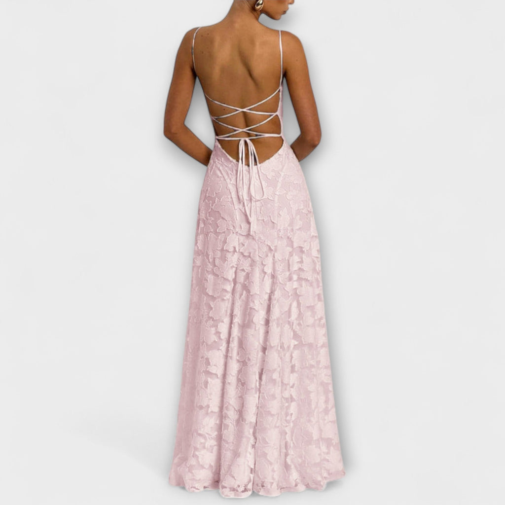 Emberly - vestido maxi elegante de tejido jacquard