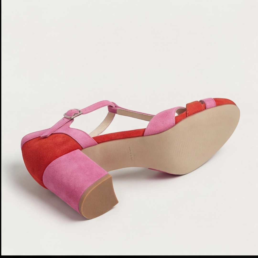 Lara | Sandalias de Tacón Cuadrado con Tobillera