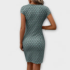 Emma - Vestido de manga corta en forma de tulipán con estampado all-over