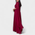 Mabel - Vestidos maxi elegantes con abrigo y apertura alta
