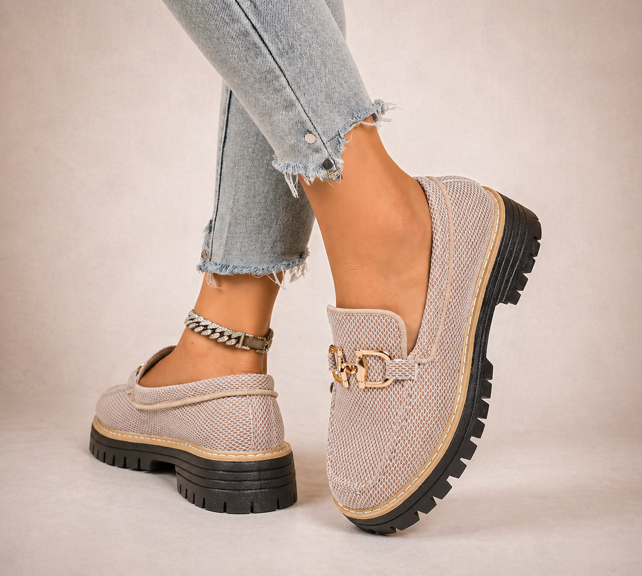 Romina - Mocasines de malla transpirable con suela gruesa