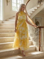 Silvia | Vestido Midi Halter Fruncido