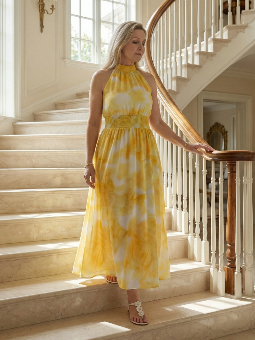 Silvia | Vestido Midi Halter Fruncido