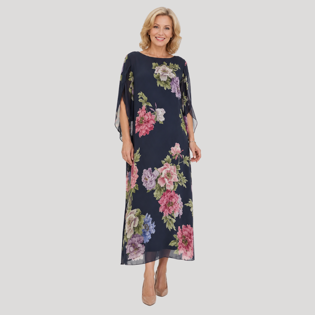 Elena™ | Vestido Maxi Flor Nocturna