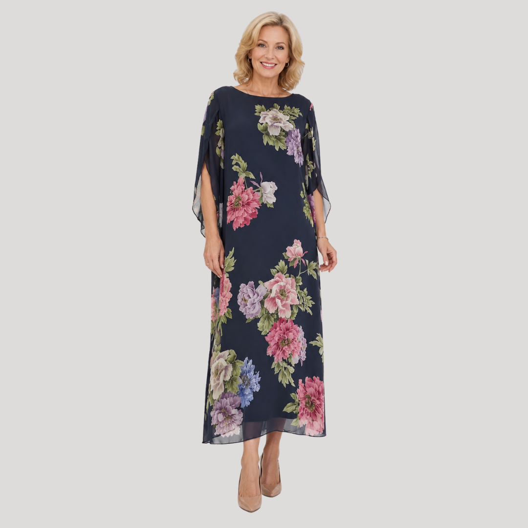 Elena™ | Vestido Maxi Flor Nocturna