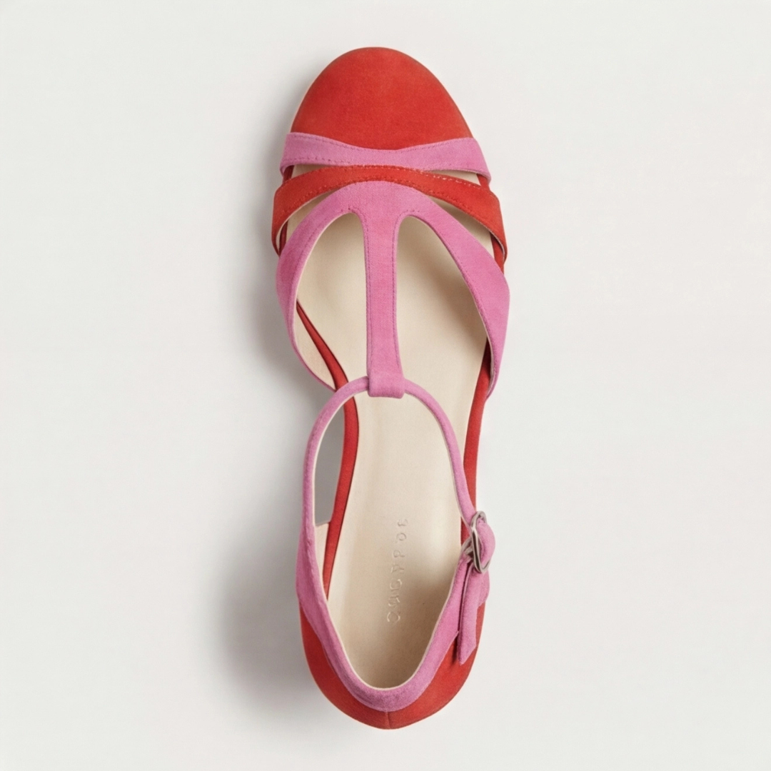 Lara | Sandalias de Tacón Cuadrado con Tobillera