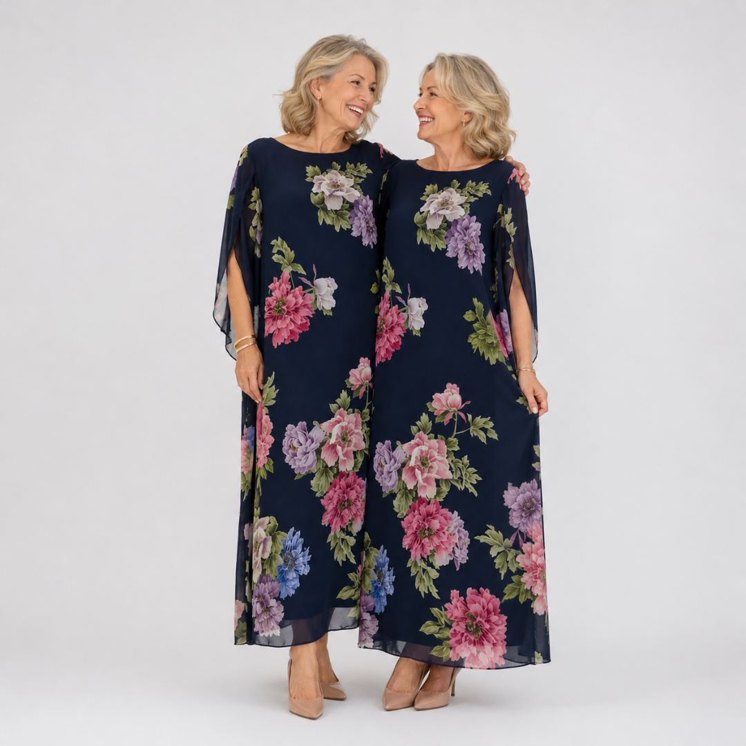 Elena™ | Vestido Maxi Flor Nocturna