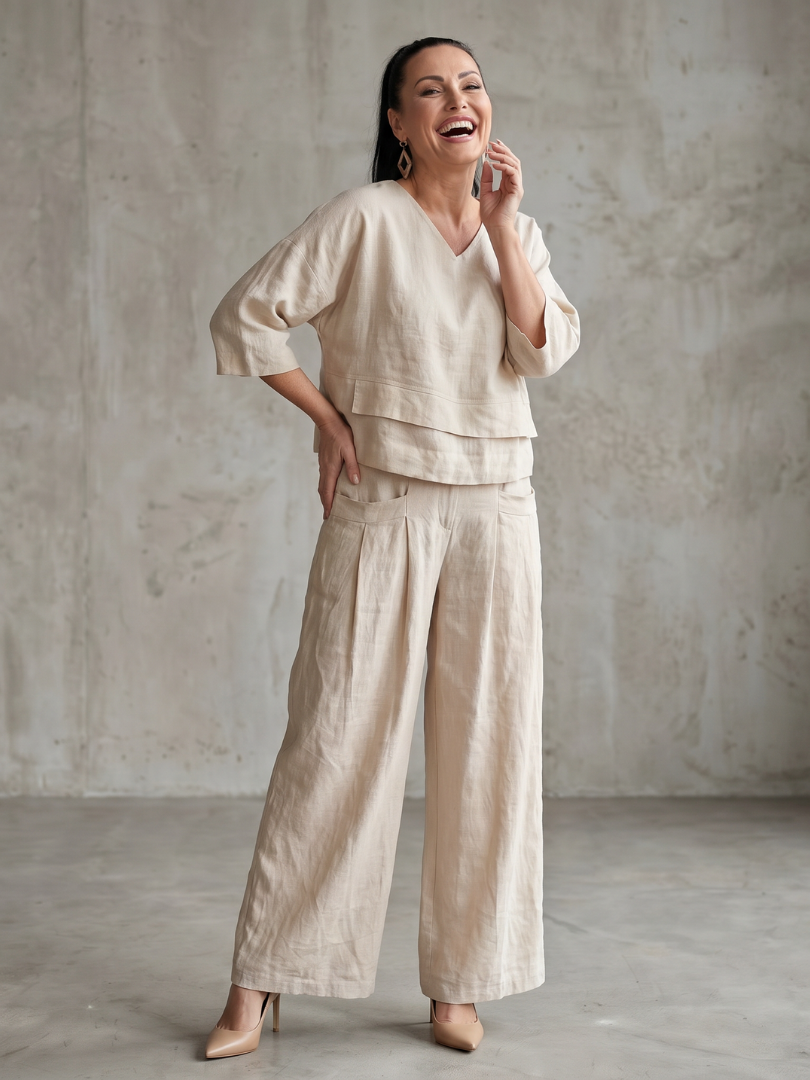 Río | Conjunto de Top en Capas y Pantalón Ancho