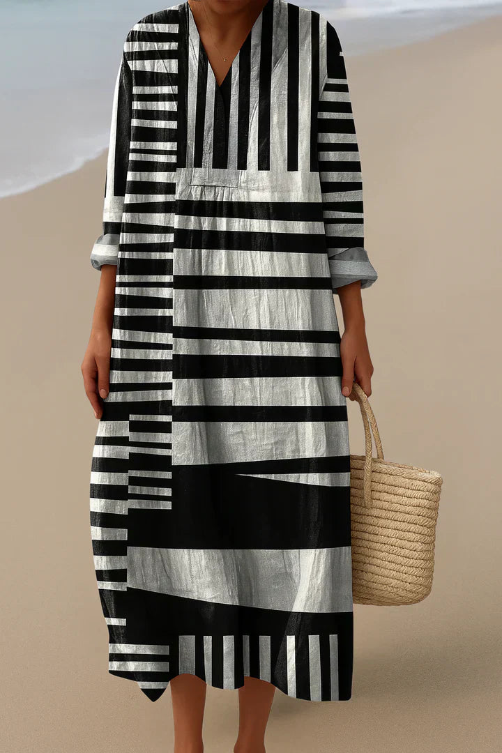 Elara™ | Vestido Maxi Monocromo