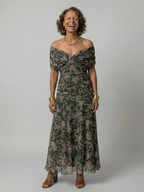 Celia | Vestido Midi con Hombro Descubierto