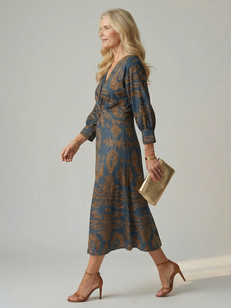 Luna | Vestido Midi Cruzado Natural